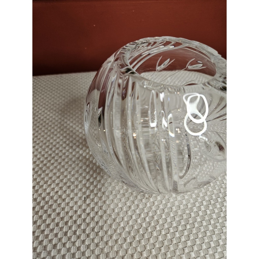 Vintage Nachtmann Munich Crystal Rose Bowl Vase West Germany Cut Glass Ball - Picture 2 of 7